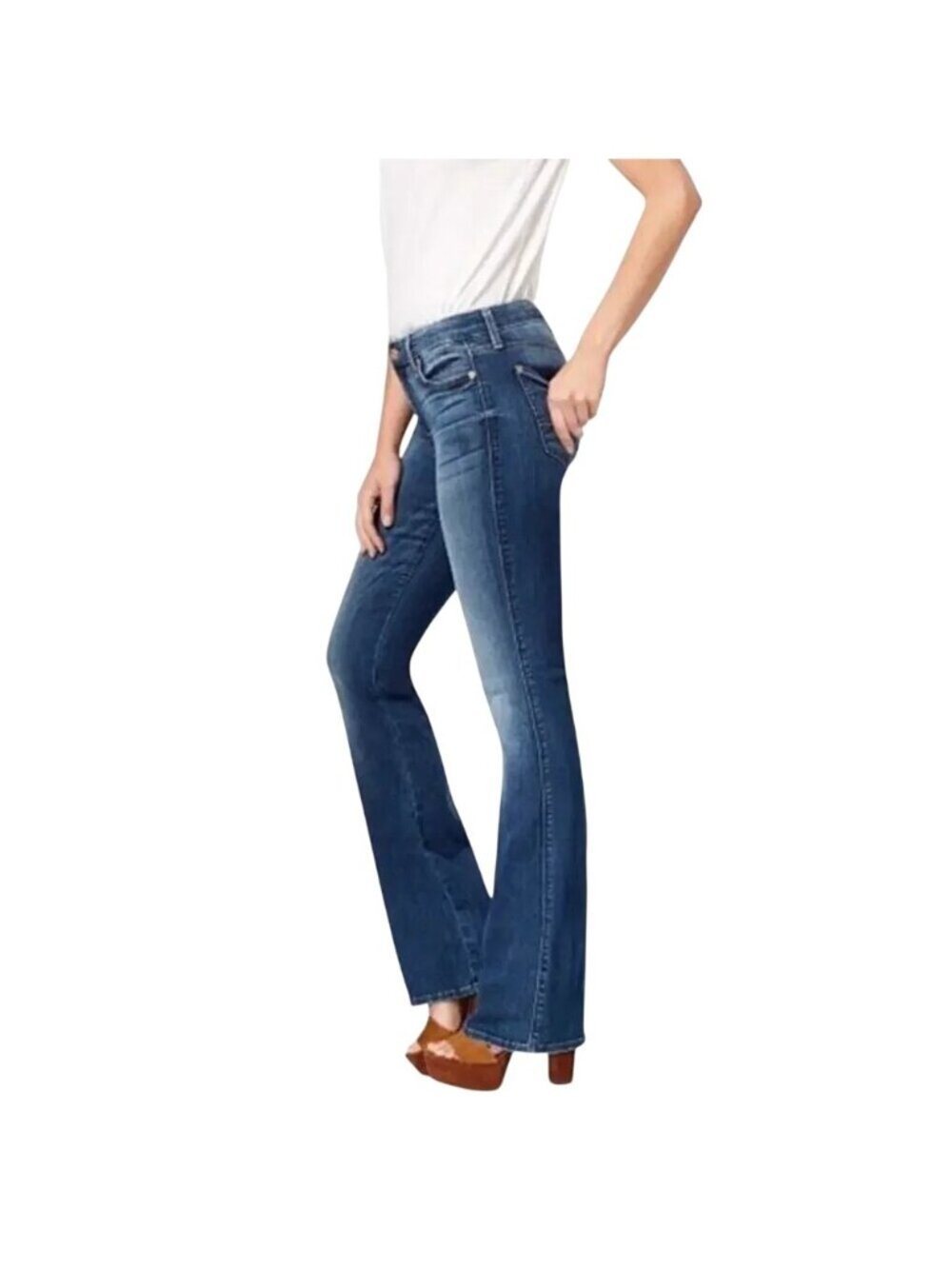 7 For All Mankind Bootcut Stretch Jeans Womens 29 Blue Medium Wash